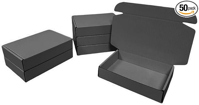 50 Pcs 10.6 x 6.5 x 2 inches Shipping Boxes for Small Business Cardboard Corrugated Mailer Boxes for Shipping Packaging Holidays Craft Gifts Giving Products (Dark Gray, 10.6 x 6.5 x 2")