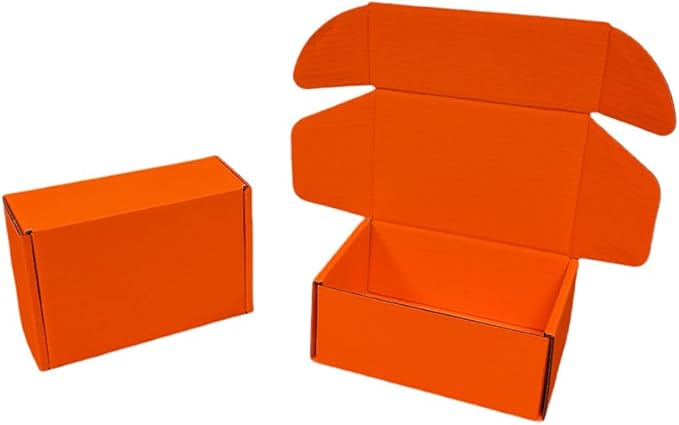 50 Pcs 4.3 x 3.1 x 2 inches Mini Size Corrugated Cardboard Gift Boxes Recyclable Shipping Boxes for Packing Jewelry Ornament Gift Craft Packaging Supplier (Orange Red, 4.3 x 3.1 x 2")