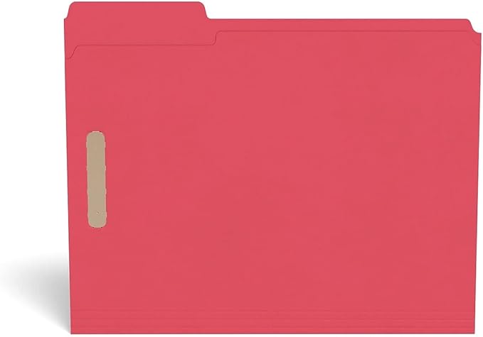 Staples Colored Reinforced Tab Fastener Folders Letter Size Red 50/Box