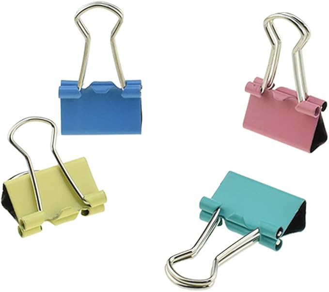 HAHIYO Binder Clips Paper Clamps Spring Steel Sturdy 0.98 inches Width 0.31 Inch Capacity No Sharp Edges Heavy Duty Tight Grip Reusable Color Metal Bright Finish for Home Office School 28 Pack