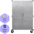 Heavy Duty Storage Solid Stainless Steel Cabinet with Lockable, Adjustable Shelf, Metal Garage Organizer (White, 48" W x 18" D x 72" H)