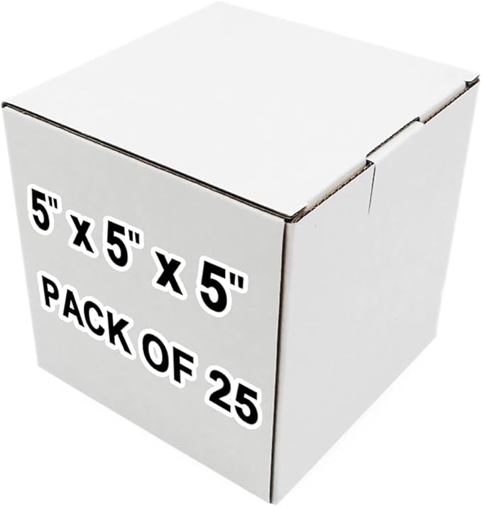 25 Pack 5x5x5 Inch Corrugated Cardboard Boxes - BM555 Small Shipping Boxes for Mailing, Ecommerce, Gift Wrapping, Storage | Ideal for 11oz to 15oz Mugs, Lightweight & Durable Mailer Boxes