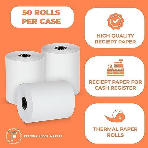 FRM 3 1/8 x 230 White Thermal Paper Receipt Rolls, Cash Register POS Receipt, POS Printer Paper, Fits All Credit Card Terminal, Receipt Paper, BPA Free