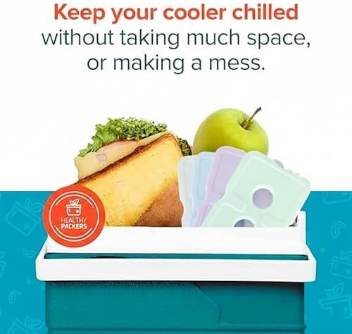 Healthy Packers Reusable Ice Packs for Lunch Boxes - Long Lasting Slim Freezer Packs, Thin Non-Toxic BPA-Free Hard Gel Ice Blocks for Coolers, Kids & Adults Lunch Bags, Travel, Camping, Food Storage