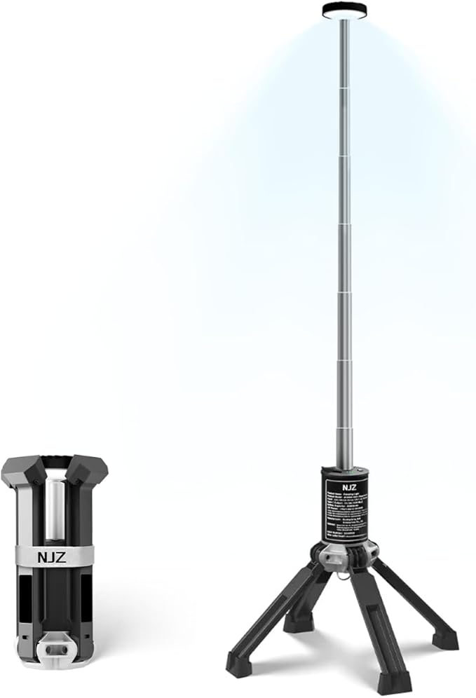 Rechargeable Camping Lantern — Adjustable Height Portable Light, Easy Setup for Camping, Backyard, Home & Emergency Use