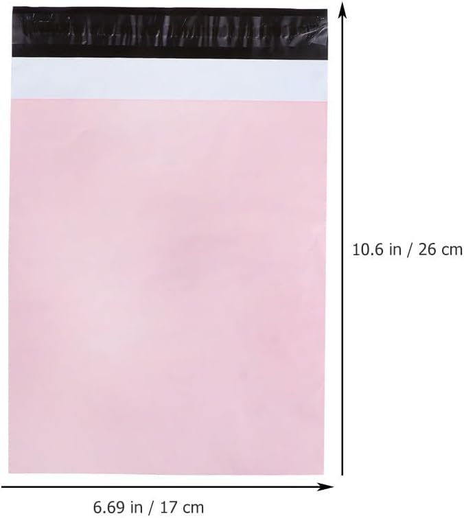 50 Pack Pink Poly Mailers, 10. 2x6. 7 Inches Plastic Self-adhesive Shipping Bags, Heavy Duty Packing Mailing Bags for Small Business