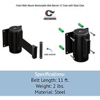 Crowd Control Warehouse - CCW Series WMB-120 Fixed Wall Mount Retractable Belt Barrier - 11 Foot, Yellow Belt with Black Steel Case