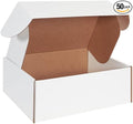 Corrugated Shipping Box with Front Locking Tabs, 16 x 12 x 6 Inches, White, 50 Count