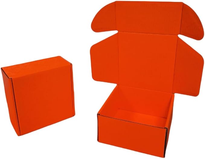 10 Pcs 9.8 x 9.8 x 4 inches Large Size Corrugated Cardboard Gift Boxes Recyclable Shipping Boxes for Mailing & Holidays, Wedding, Birthday, Gifts Packaging (Orange Red, 9.8 x 9.8 x 4")