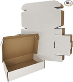 50 Pack 9x6x2'' Small Shipping Boxes, White Corrugated Cardboard Literature Mailers, Mailing Packaging Supplies for Small Business (W962-50)