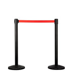 Qbuster Retractable Belt Barrier Post with 11 ft. Red Belt (Set of 2), Queue Safety Stanchions Barrier