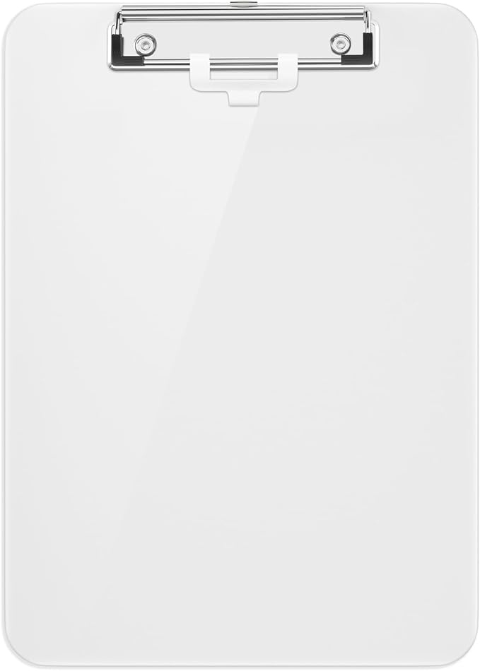 Hongri Plastic Clipboard, White 8.5x11" Clipboard, A4 Letter Size Clipboards for Nurses, Students, Office and Women, Clipboard with Pen Holder and Low Profile Clip, Size 12.5 x 9 Inch(White)