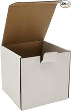 300 Pack 4x4x4'' Small Shipping Boxes, Corrugated Cardboard Mailers for Business, White (LM444-300)