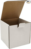 50 Pack 4x4x4'' Small Shipping Boxes, Corrugated Cardboard Mailers for Business, White (LM444)