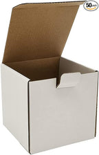 50 Pack 4x4x4'' Small Shipping Boxes, Corrugated Cardboard Mailers for Business, White (LM444)