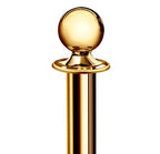 New Star Foodservice 54736 Round Top Brass Plated Stanchions, Set of 2 Posts with 1 of 79.5-Inch Red Velvet Rope
