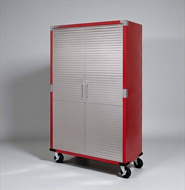 Heavy Duty Storage Solid Stainless Steel Cabinet with Lockable, Adjustable Shelf, Metal Garage Organizer (Red, 48" W x 18" D x 72" H)