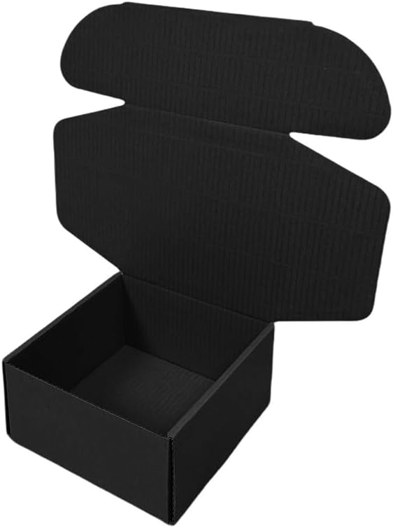 15 Pcs 6 x 6 x 3 inches Corrugated Cardboard Gift Boxes Recyclable Shipping Boxes for Mailing & Holidays, Wedding, Birthday, Gifts Packaging (Black, 6 x 6 x 3")