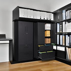 STANI 2 Drawer Lateral File Cabinet - Metal Storage Cabinet with Locking Drawers for Letter/A4 Size Files (Black)