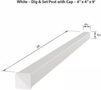 4" x 4" x 9' White Aluminum Dig-Set Fence Post with Cap – Matte Powder-Coated, Durable In-Ground Outdoor Support for Privacy Panels, Garden, Yard & Patio Projects