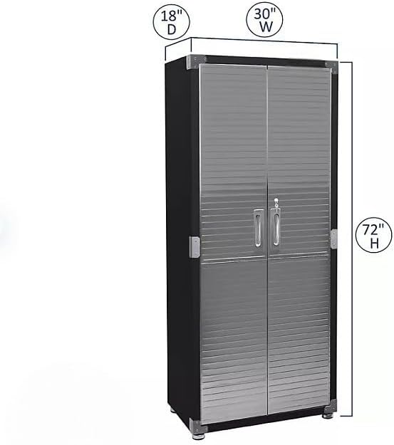 Heavy Duty Storage Solid Stainless Steel Cabinet with Lockable, Adjustable Shelf, Metal Garage Organizer (Graphite, 30" W x 18" D x 72" H)