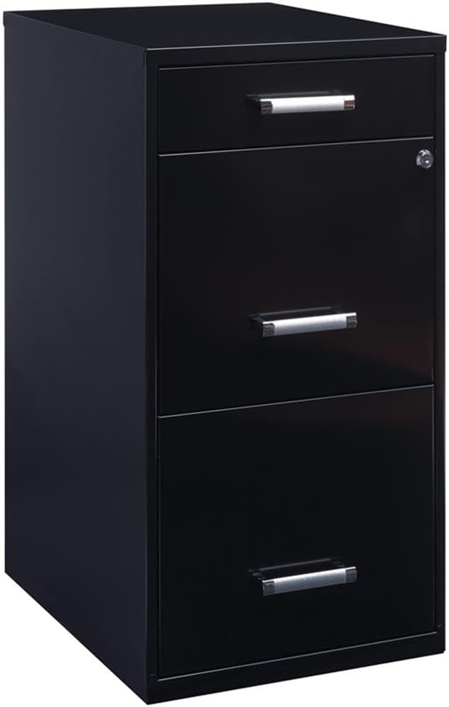 Scranton & Co Set of 2 18" D 3-Drawer Metal Filing Cabinet with Pencil Drawer