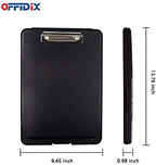 OFFIDIX Clipboard Storage Box,Plastic Paper Holder Storage Clip Board Ideal for School,Letter Size Slim-Case Home and Office Use Memo Clipboard,Black