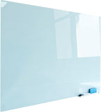 Magnetic Glass Whiteboard with Eraser 48" x 36" Frameless Tempered Glass Dry Erase Board with Marker Tray for Office, Wall Mounted Writing Board (White)