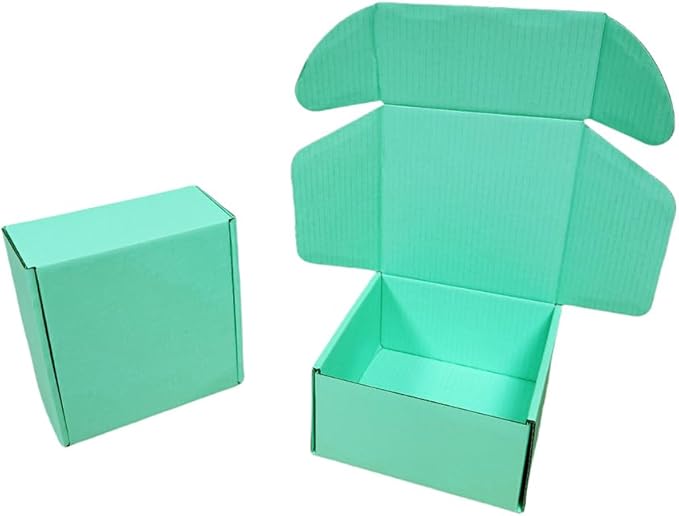 15 Pcs 6 x 6 x 3 inches Corrugated Cardboard Gift Boxes Recyclable Shipping Boxes for Mailing & Holidays, Wedding, Birthday, Gifts Packaging (Mint green, 6 x 6 x 3")