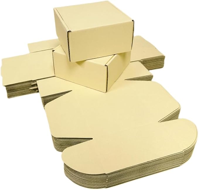 15 Pcs 6 x 6 x 3 inches Corrugated Cardboard Gift Boxes Recyclable Shipping Boxes for Mailing & Holidays, Wedding, Birthday, Gifts Packaging (Butter Yellow, 6 x 6 x 3")