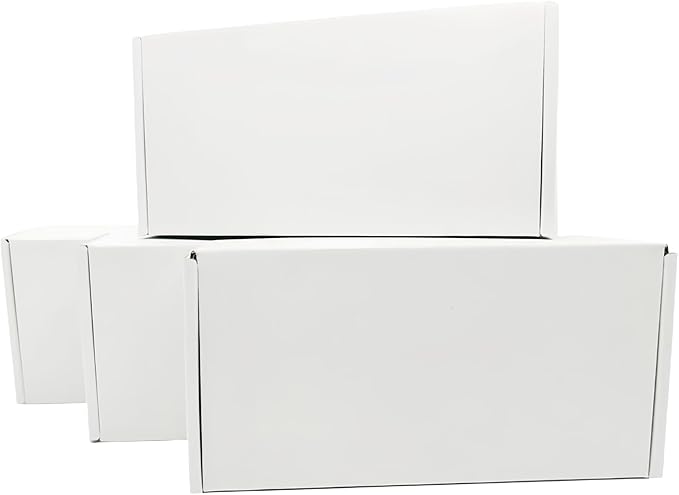 7x5x2 inch Small White Mailers Boxes Recyclable Corrugated Gift Box for Packaging Shipping Set of 10