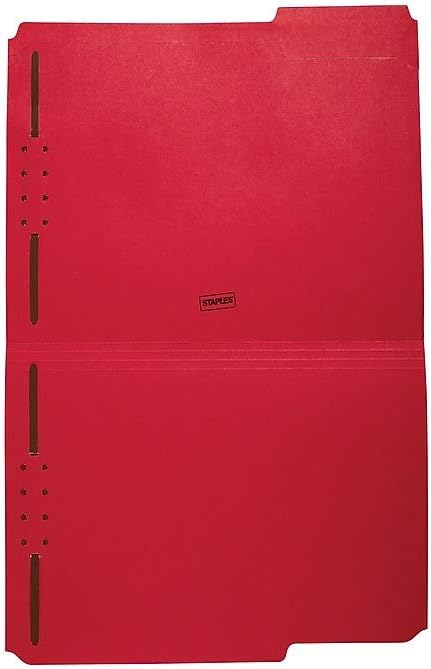 Staples Colored Reinforced Tab Fastener Folders Letter Size Red 50/Box