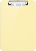 Hongri Plastic Clipboard with Pen Holder, Yellow 8.5x11 Letter Size Clip Board for Classroom, Office, Students, Nurses and Women, Low Profile Clip, Size 12.5 x 9 in