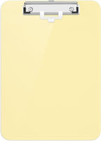 Hongri Plastic Clipboard with Pen Holder, Yellow 8.5x11 Letter Size Clip Board for Classroom, Office, Students, Nurses and Women, Low Profile Clip, Size 12.5 x 9 in