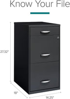 Scranton & Co 3-Drawer Contemporary Metal Filing Cabinet in Charcoal