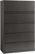 Pemberly Row 42-in Wide Metal 5 Drawer Lateral Filing Cabinet Charcoal