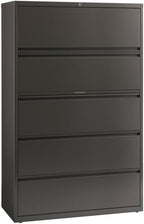 Pemberly Row 42-in Wide Metal 5 Drawer Lateral Filing Cabinet Charcoal