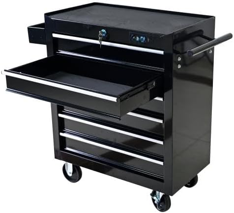LuckyNote】Rolling Tool Chest, 6 Drawer Tool Box with Wheels, Heavy Duty Industrial Service Cart Storage Organizer with Locking System, Rolling Tool Box Organizer Tool Case for Garage, Repair Shop