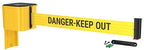 WM412 Retractable Belt Wall Mounted Yellow Crowd Control Barrier and Receiving End, 30' Danger Keep Out Belt