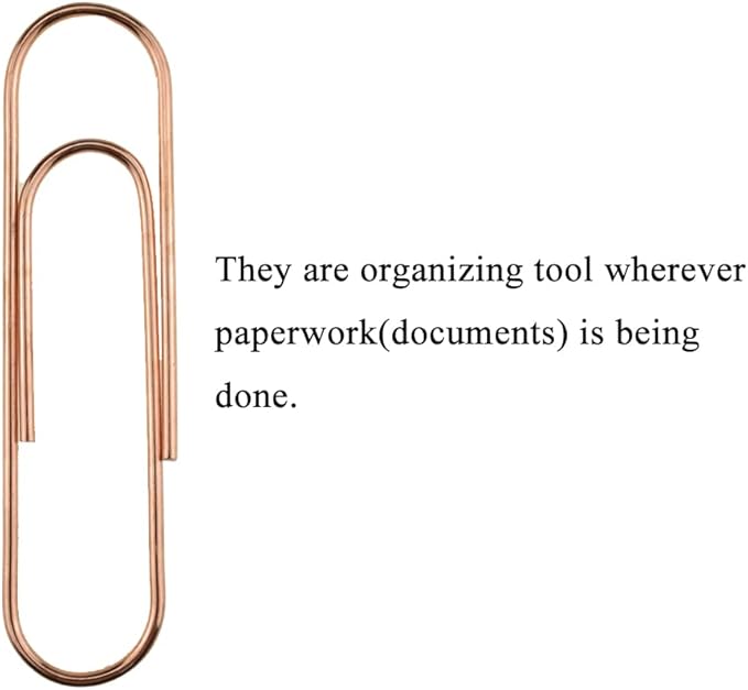 HAHIYO Paper Clips Sturdy 4 inches Length 14 Pack Paperclips Heavy Duty Tight Grip Rust Proof Reusable Metal Bright Rose Gold for Home Office School