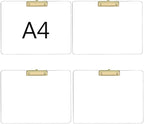 JIARI 4 Pack Clear Acrylic Office Clipboard A4 Letter Size 9.06" x 12.6" (Gold Horizontal 4 Pack)