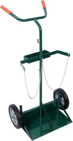 Heavy Duty 440lbs Capacity Welding Cylinder Hand Truck - Dual Oxygen Acetylene Tank Cart Dolly with 10" Solid Rubber Wheels, Tool Box & Welding Rod Holder, Green