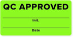 QC Approved Quality Control Labels, 2" x 1", Bright Green, 500 Labels per Roll, Permanent Adhesive for Inspection & Inventory Use