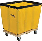 Global Industrial 12 Bushel, Yellow Vinyl Basket Bulk Truck, Unassembled, 36" L x 26" W x 33-1/2"H, Rolling Laundry Cart, Commercial Material Handling Cart with 4" Casters