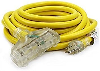 XtremepowerUS 25FT 12 Gauge Extension Power Electricity Cord Copper Wire UL approval 125V, 15Amp Current Cable W/Clear TRI-TAP Plug