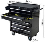 LuckyNote】Rolling Tool Chest, 6 Drawer Tool Box with Wheels, Heavy Duty Industrial Service Cart Storage Organizer with Locking System, Rolling Tool Box Organizer Tool Case for Garage, Repair Shop