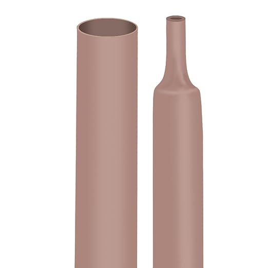 XHF 3/32 Inch 20Ft 3:1 Waterproof Heat Shrink Tubing Roll Marine Grade Adhesive Lined Heat Shrink Tube, Insulation Sealing Oil-Proof Wear-Resistant Brown