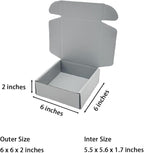 15 Pcs 6 x 6 x 2 inches Corrugated Cardboard Gift Boxes Recyclable Shipping Boxes for Mailing & Holidays, Wedding, Birthday, Gifts Packaging (Gray, 6 x 6 x 2")