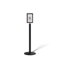 Floor Standing Sign Frame with Steel Low Profile Base, 7 inches by 11 inches Vertical Sign Frame, Black Post