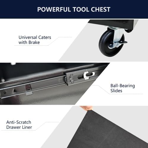 LuckyNote】Rolling Tool Chest, 4 Drawer Tool Box with Wheels, Heavy Duty Industrial Service Cart Storage Organizer with Locking System, Rolling Tool Box Organizer Tool Case for Garage, Repair Shop